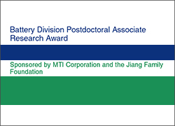 ECS电池研究部首次建立博士后奖，对全球进行新能源研究的博士后开放，此奖是由MTI赞助的